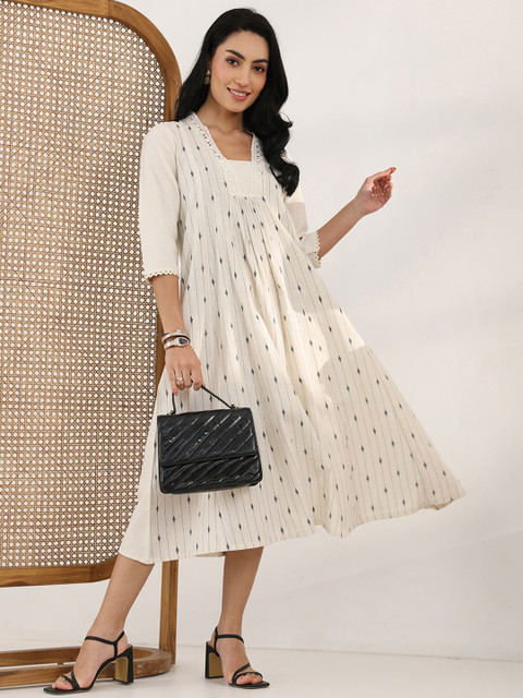 Libas Women Striped Daily Cotton A-Line Kurta