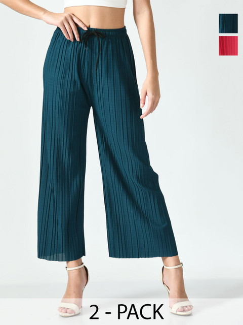 Brainbees Women Pack of 2 Straight Ethnic Palazzos