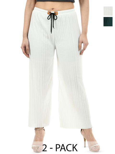 Brainbees Women Pack Of 2 Knitted Ethnic Palazzos