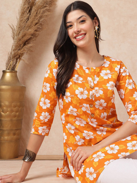 JANAKDULARI CREATION Women Floral Printed Round Neck Cotton Top