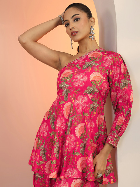 Libas Floral Printed A-Line Tunic & Palazzo Co-Ord Set