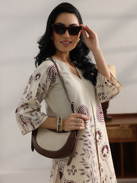 Libas Ethnic Motif Printed Front Pleated Tunic With Palazzos Co-Ords