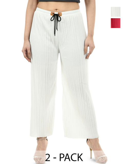 Brainbees Women Pack Of 2 Knitted Ethnic Palazzos