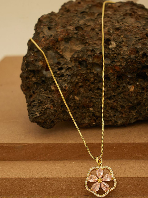 Beenth & Doneth Gold-Plated Stainless Steel Rhinestone Necklace