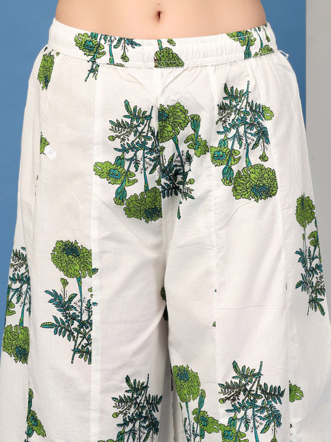 Pistaa Women Floral Solid Pure Cotton Kurta with Palazzo - Image 3