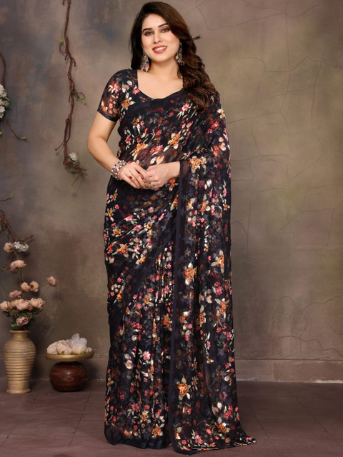 Moda Rapido Floral Printed Pre Draped Pure Georgette Saree