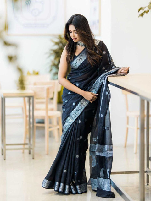 Shriyangan Ethnic Motifs Woven Design Zari Art Silk Banarasi Saree