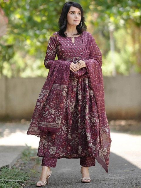 YUSRA Women Ethnic Motifs Printed Regular Kurta with Trousers & Dupatta - Image 3