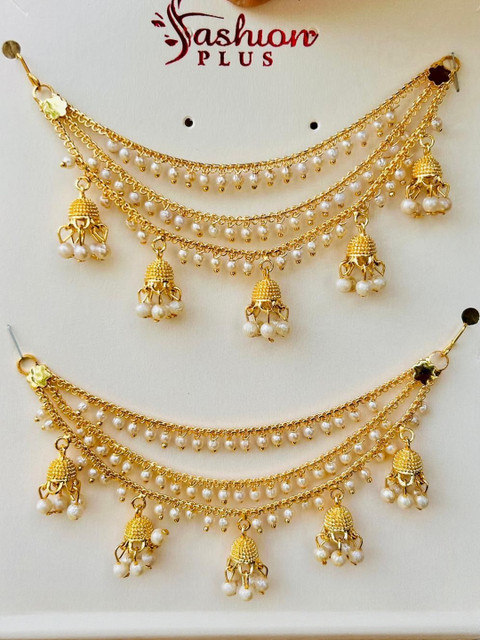 Tejaswita Women Gold Plated Long Chain Jhumkas Earrings