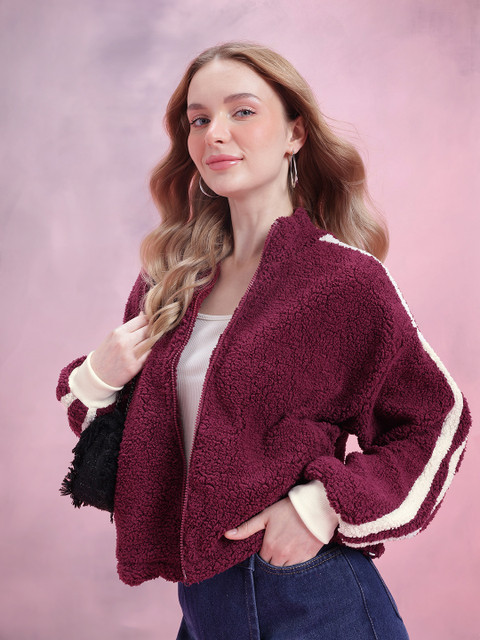 DressBerry Contrast Panel Fleece Jacket