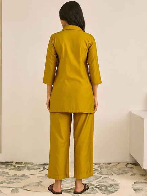 WOMEN PLUS Moh Collection Plus Size Embroidered Shirt Collar Tunic With Trousers Co-Ords - Image 4