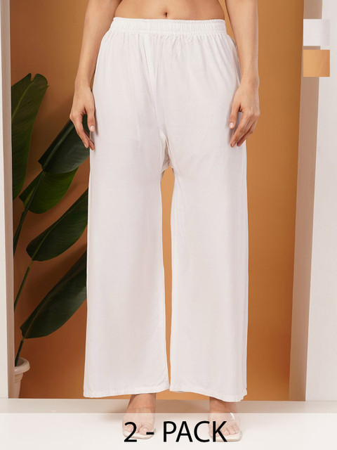 LEGITLOOKS Women Pack Of 2 Wide Leg Palazzos