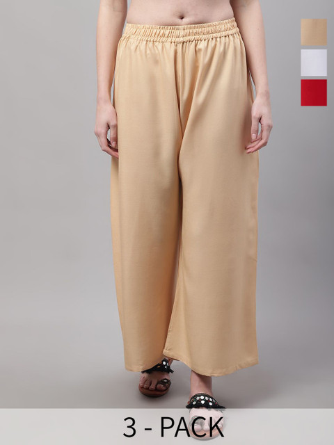 Valles365 by S.C. Women Pack Of 3 Flared Palazzos