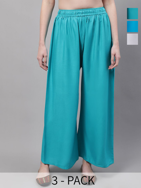 Valles365 by S.C. Women Pack Of 3 Flared Palazzos