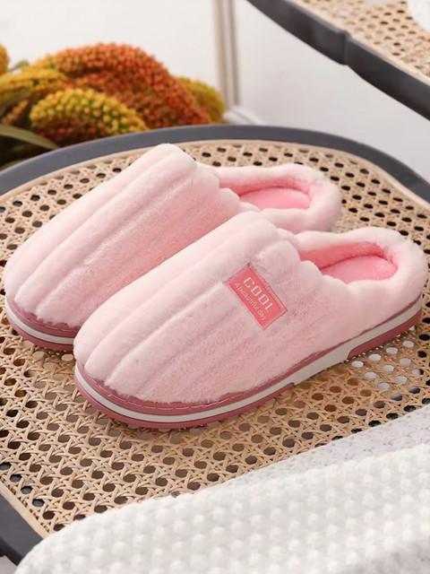 shoptegic Women Striped Fur Room Slippers
