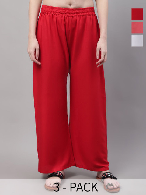 Valles365 by S.C. Women Pack of 3 Flared Palazzos