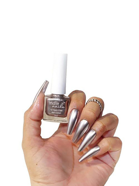 Indie Nails Silver Steel Metallic Nail Polish