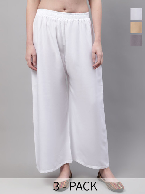 Valles365 by S.C. Women Pack Of 3 Flared Palazzos