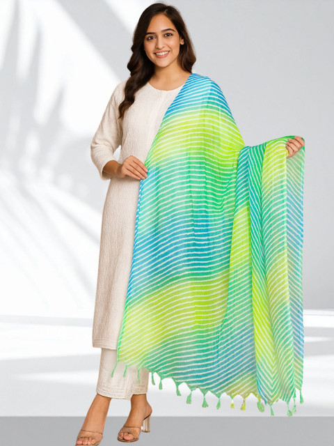 POISED Leheriya Tie & Dyed Kota Doria Dupatta