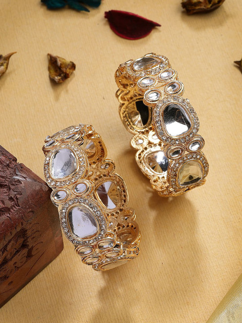 Sukkhi Set Of 2 Gold Plated Kundan Studded Bangles
