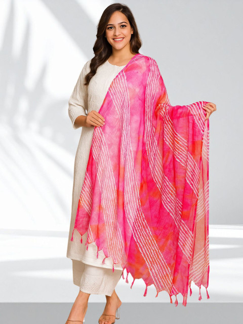 POISED Leheriya Tie & Dyed Kota Doria Dupatta
