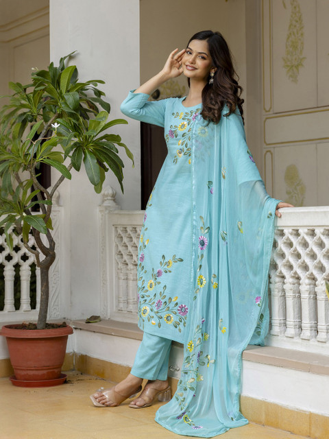 Anouk Women Pure Cotton Self Design Kurta Sets With Dupatta