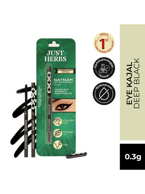 Just Herbs Naynam Day-Long 2-In-1 Kohl Kajal with Almond Oil & Vitamin E - Deep Black