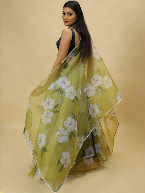 KALINI Printed Organza Semi-Stitched Lehenga & Ready to Wear Blouse With Dupatta - Image 3