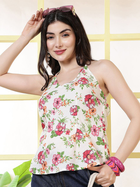 Nayo Printed Halter Neck Cotton Tunic