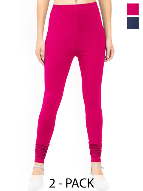 MIXFIT Women Pack Of 2 Mid-Rise Churidar-Length Leggings
