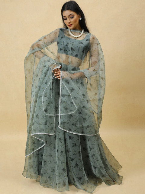 KALINI Women Printed Semi-Stitched Lehenga & Ready to Wear Blouse With Dupatta