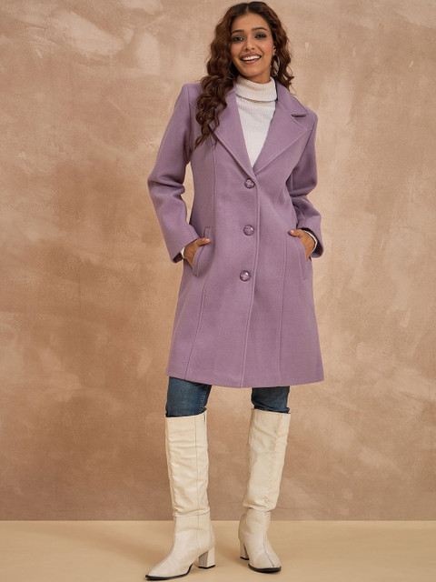 CLAPTON Women Purple Solid Tweed Blazer