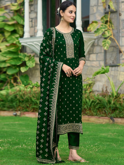 Embroidered kurta with pant & Embroidered Dupatta - Image 3