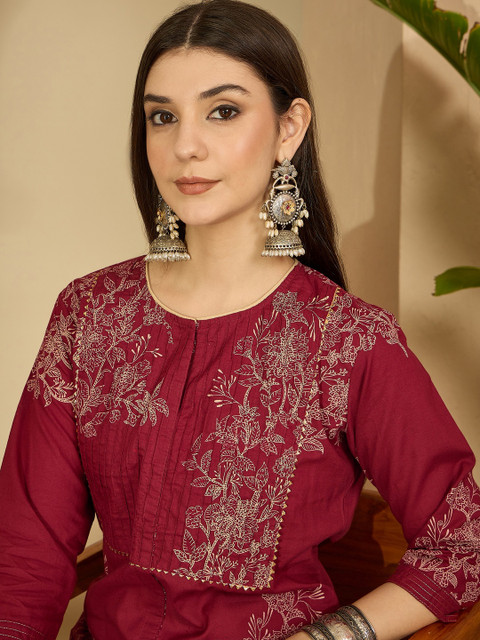Sangria Women Cotton Floral Printed Floral Kurta