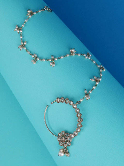 SALONI FASHION JEWELLERY Gold-Plated Crystals Ring Nosepin