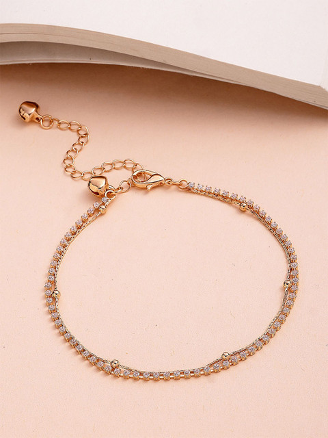 Bohey by KARATCART Gold-Plated American Diamond Link Bracelet