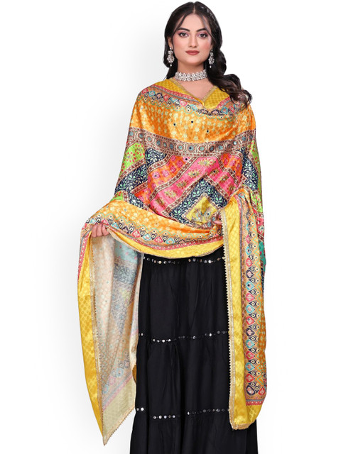 Kemza Printed Mirror Work Dupatta