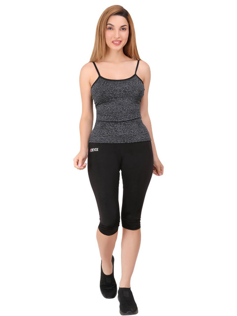 CREVOX 2 piece Swim suit set with Black Capri