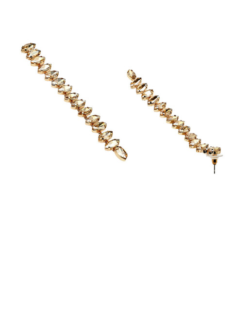 Bohey by KARATCART Gold Plated Rhinestone Studded Oval Shaped Drop Earrings - Image 3