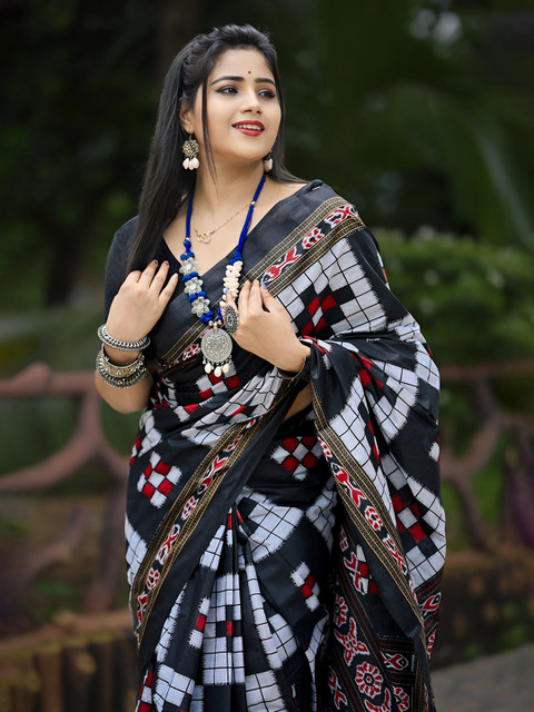 ETHNIC ODISHA HANDLOOM Ethnic Motifs Pure Cotton Sambalpuri Saree