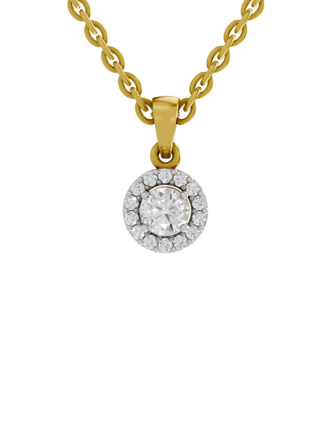 Sparkles Women 14KT Yellow Gold Lab Grown Diamond 0.36 Carat Round Shape Diamond Pendant