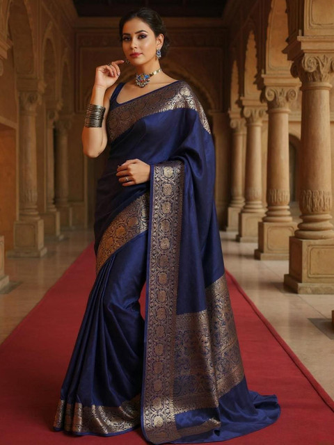 VILLE FASHION Woven Design Kanjeevaram Sarees