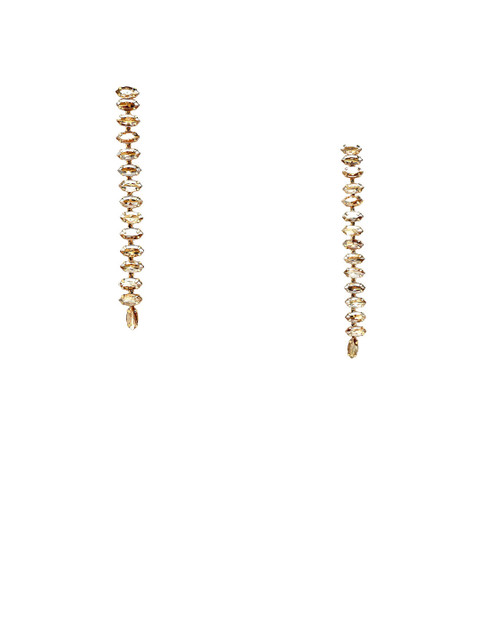 Bohey by KARATCART Gold Plated Rhinestone Studded Oval Shaped Drop Earrings - Image 2