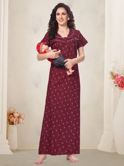 ANKONA Women Maternity Maxi Nightdress