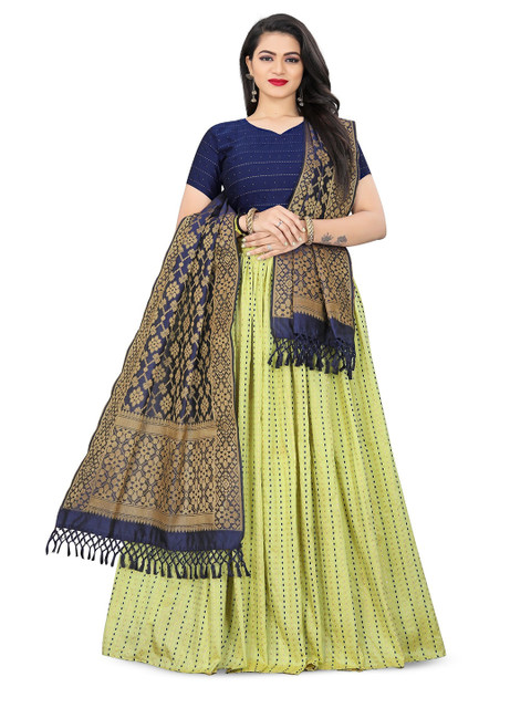 Thapnath Embroidered Semi-Stitched Lehenga & Unstitched Blouse With Dupatta