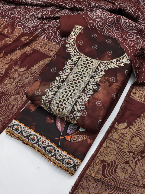 TAVAS Embroidered Sequinned Unstitched Dress Material