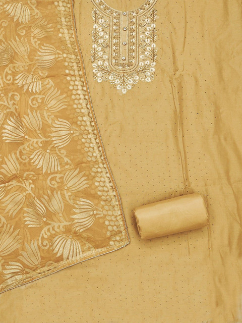 TAVAS Embroidered Thread Work Chanderi Unstitched Dress Material - Image 3