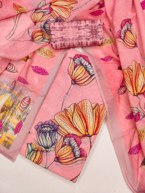 TAVAS Printed Linen Unstitched Dress Material