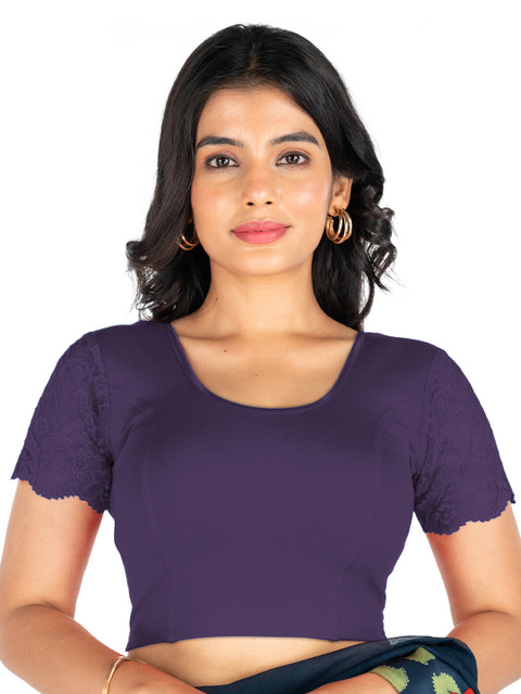 Abhi Women Embroidered Stretchable Half Net Sleeves Readymade Saree Blouse