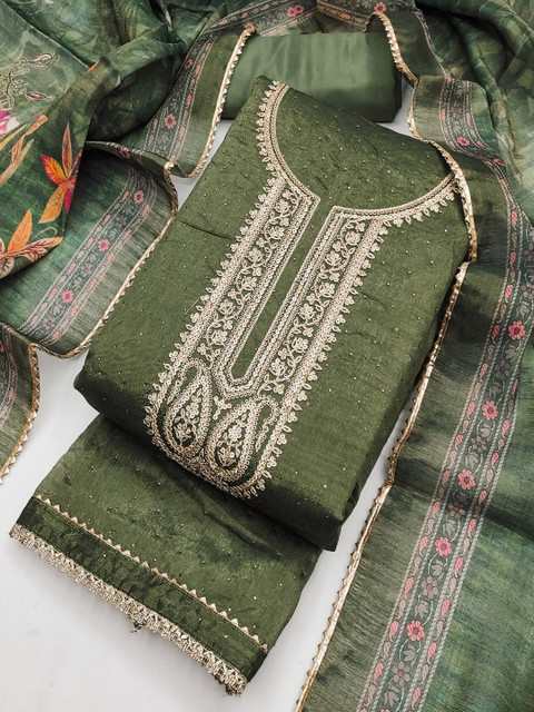 TAVAS Paisley Embroidered Sequinned Unstitched Dress Material